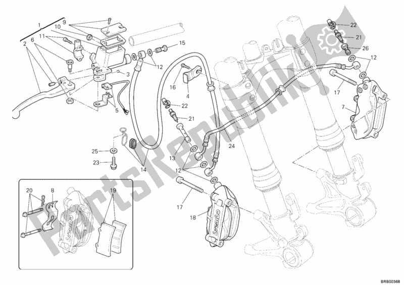 Todas as partes de Sistema De Freio Dianteiro do Ducati Monster 795 Thailand 2012
